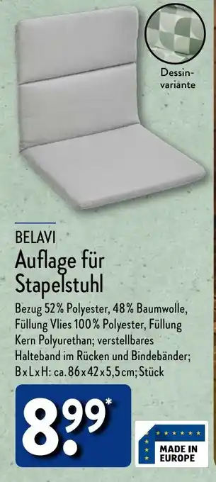 Aldi Nord BELAVI Auflage für Stapelstuhl Angebot