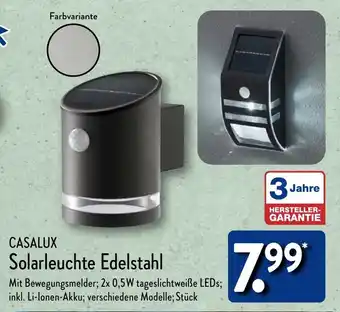 Aldi Nord CASALUX Solarleuchte Edelstahl Angebot