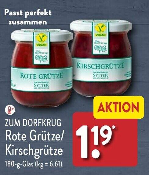 ZUM DORFKRUG Rote Grütze/ Kirschgrütze 180 g Glas Angebot bei Aldi Nord ZUM DORFKRUG Rote Grütze/ Kirschgrütze 180 g Glas Angebot bei Aldi Nord