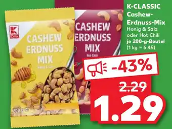 Kaufland K-CLASSIC Cashew- Erdnuss-Mix 200-g-Beutel Angebot