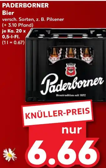 Kaufland PADERBORNER Bier Ka. 20 x 0,5 l Fl. Angebot