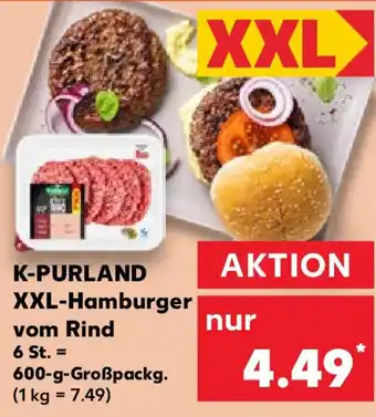 Kaufland K-PURLAND XXL-Hamburger vom Rind 600-g-Großpackg. Angebot