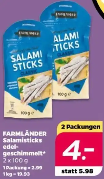 NETTO FARMLÄNDER Salamisticks edelgeschimmelt 2 x 100 g Angebot