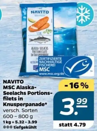 NETTO NAVITO MSC Alaska Seelachs Portionsfilets in Knusperpanade 600-800 g Angebot