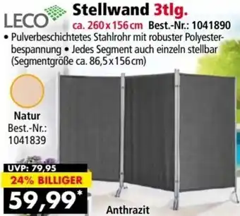 Norma LECO Stellwand 3tlg. Angebot