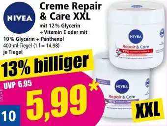 Norma NIVEA Creme Repair & Care XXL 400 ml Angebot