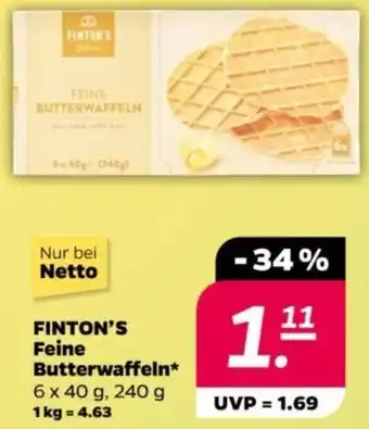 NETTO FINTON'S Feine Butterwaffeln 6 x 40 g Angebot