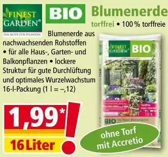 Norma FINEST GARDEN BIO Blumenerde 16 Liter Angebot