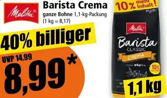 Norma Melitta Barista Creme 1,1 kg Packung Angebot