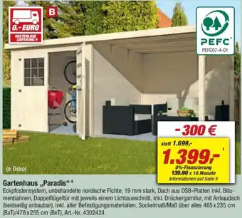 toom Baumarkt Gartenhaus ,,Paradis" Angebot