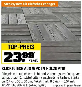 OBI KLICKFLIESE AUS WPC IN HOLZOPTIK Angebot