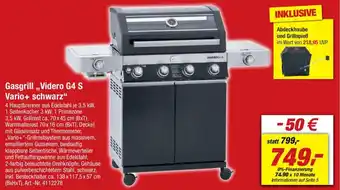 toom Baumarkt Gasgrill,,Videro G4 S Vario+ schwarz" Angebot