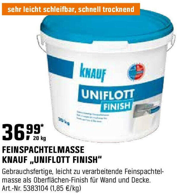 KNAUF FEINSPACHTELMASSE ,,UNIFLOTT FINISH" 20 kg Angebot bei OBI