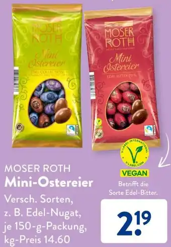 Aldi Süd MOSER ROTH Mini-Ostereier 150 g Packung Angebot