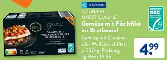 Aldi Süd GOURMET FINEST CUISINE Gemüse mit Fischfilet im Bratbeutel 250 g Packung Angebot