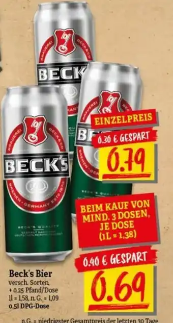 NP Discount Beck's Bier versch. Sorten 500ml Angebot