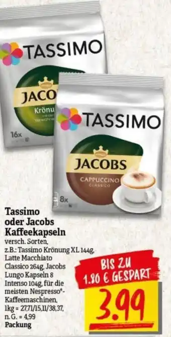 NP Discount Tassimo oder Jacobs Kaffeekapseln Angebot