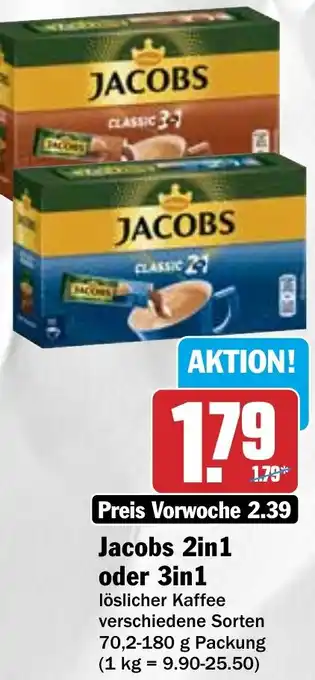 Hit Jacobs 2in1 oder 3in1, 70,2-180 g Packung Angebot