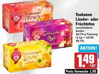 Hit Teekanne Länder oder Früchtetee 30-79 g Packung Angebot