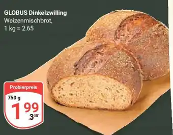 Globus GLOBUS Dinkelzwilling 750 g Angebot