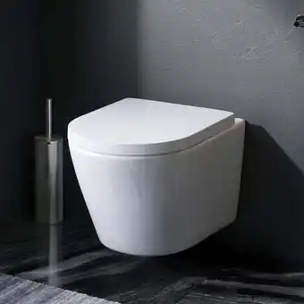 ManoMano Spülrandloses WC mit Softclose Toilettensitz, Toilette für Gäste-WC, Hänge-WC CNA1700SC Flash FlashClean aus Keramik, Wand-WC Angebot