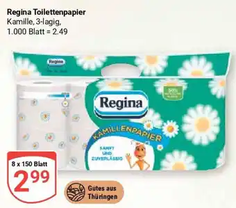 Globus Regina Toilettenpapier Kamille 8 x 150 Blatt Angebot