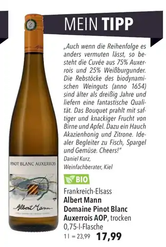 CITTI Markt Albert Mann Domaine Pinot Blanc Auxerrois AOP, trocken 0,75-1-Flasche Angebot