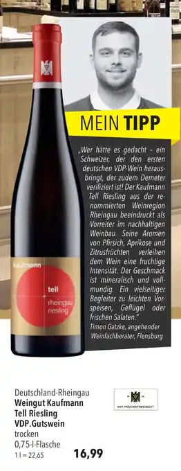 CITTI Markt Deutschland-Rheingau Weingut Kaufmann Tell Riesling VDP.Gutswein trocken 0,75-1-Flasche Angebot