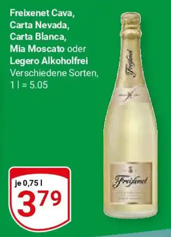 Globus Freixenet Cava, Carta Nevada, Carta Blanca, Mia Moscato oder Legero Alkoholfrei 0,75 l Angebot