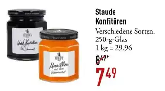 Galeria Markthalle Stauds Konfitüren Verschiedene Sorten. 250-g-Glas Angebot