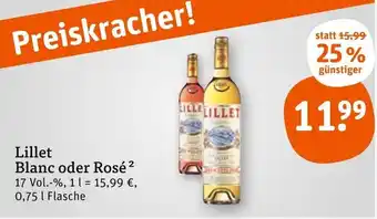 tegut Lillet Blanc oder Rosé 0,75 Flasche Angebot