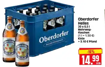 Edeka Herkules Oberdorfer Helles 20 x 0,5 l Mehrweg- flaschen Angebot