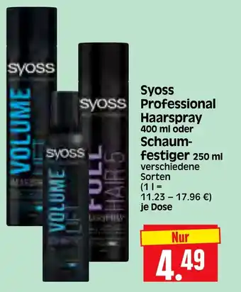 Edeka Herkules Syoss Professional Haarspray 400 ml oder Schaum- festiger 250 ml Angebot