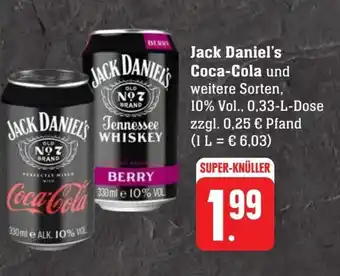 Scheck-in-Center Jack Daniel's Coca-Cola 0,33 l Dose Angebot