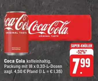 Scheck-in-Center Coca Cola koffeinhaltig, 18 x 0,33 l Dose Angebot