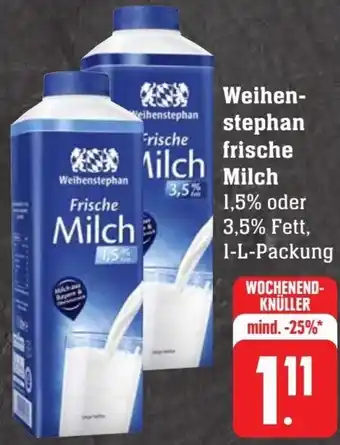 Scheck-in-Center Weihenstephan Frische Milch 1 L Packung Angebot