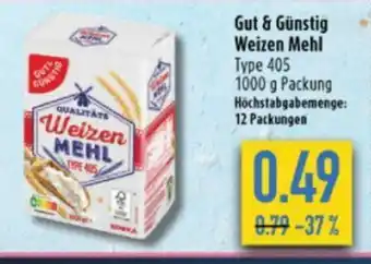 diska Gut & Günstig Weizen Mehl Type 405 1000 g Packung Angebot