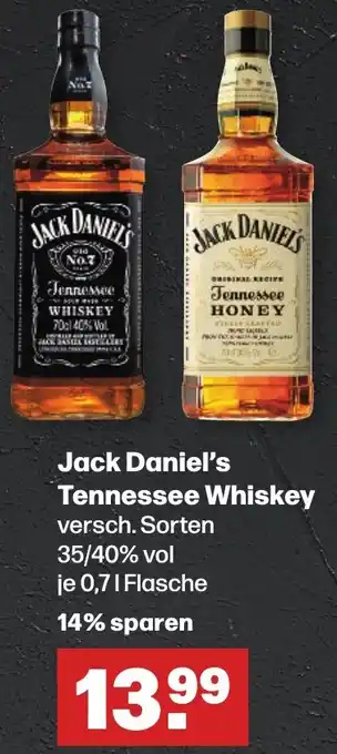 Handelshof Jack Daniel's Tennessee Whiskey 0,7 L Flasche Angebot