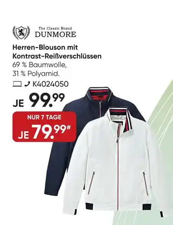 Galeria DUNMORE Herren-Blouson mit Kontrast-Reißverschlüssen Angebot