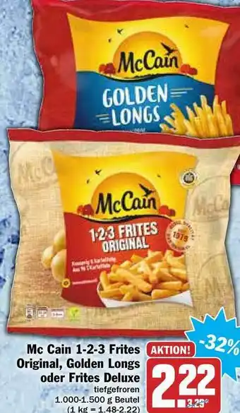 Hit Mc Cain 1-2-3 Frites Original, Golden Longs Oder Frites Deluxe Angebot