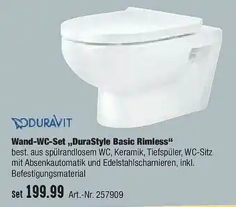 Hellweg Duravit Wand-wc-set „durastyle Basic Rimless” Angebot