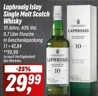 Simmel Laphroaig Islay Single Malt Scotch Whisky 10 Jahre, 40% Vol. 0,7 Liter Flasche Angebot