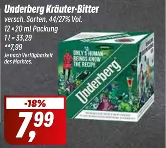 Simmel Underberg Kräuter-Bitter versch. Sorten, 44/27% Vol. 12×20 ml Packung Angebot