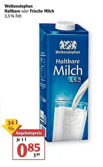 Globus Weihenstephan Haltbare Oder Frische Milch Angebot