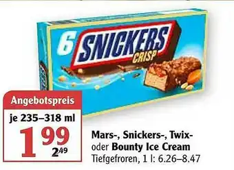 Globus Mars, Snickers, Twix, Bounty Ice Cream Angebot