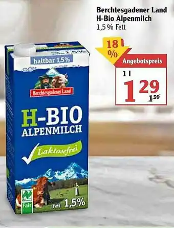 Globus Berchtesgadener Land H-bio Alpenmilch Angebot