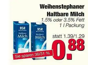 Edeka Scherer Weihenstephaner Haltbare Milch 1.5% Oder 3.5% Angebot