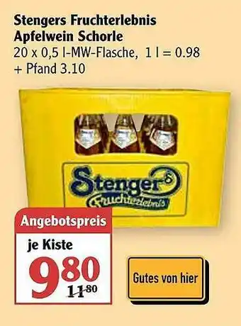 Globus Stengers Fruchterlebnis Apfelwein Schorle Angebot