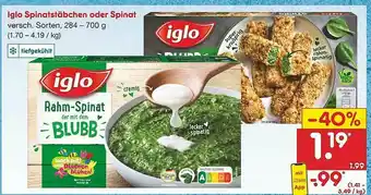 Netto Marken-Discount Iglo Spinatstäbchen Oder Spinat Angebot