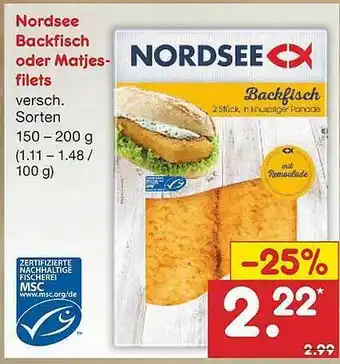 Netto Marken-Discount Nordsee Backfisch Oder Matjes- Filets Angebot